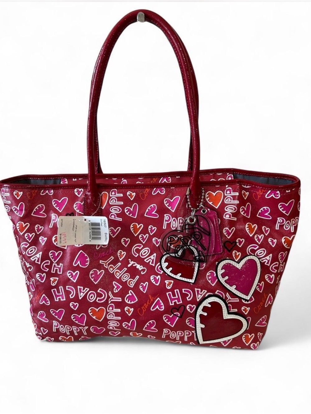 Coach Poppy Graffiti Red Hearts Tote NWT 6507